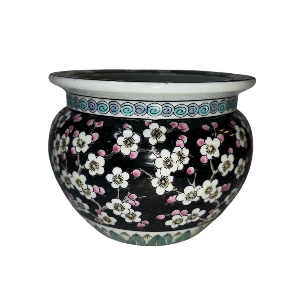 Beautiful Vintage Chinoiserie Floral Fish Bowl Planter